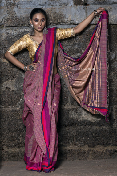 Pastel Shade Multicolor Mercerized cotton Saree